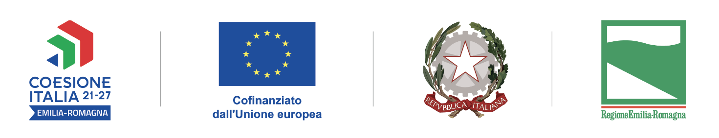Institutional logos: Coesione Italia 21-27 Emilia-Romagna, Co-funded by the European Union, Italian Republic, Emilia-Romagna Region